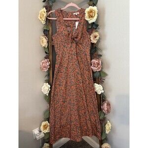 Madewell Stephanie Twist-Front Boho  Midi Dress Floral Print Sleeveless NWT